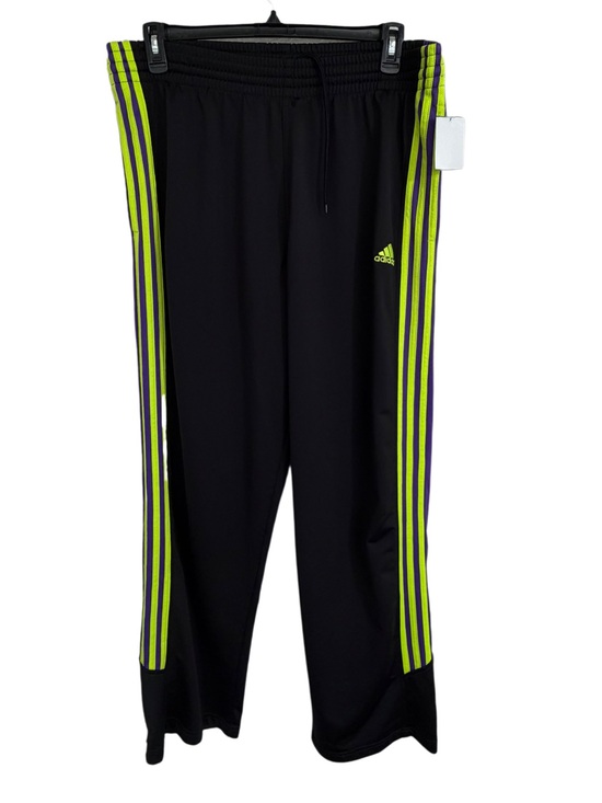 adidas Other - Vintage Adidas Track Pants Purple Neon Yellow 3 Stripe Y2K Button Snap Hem CLEAN